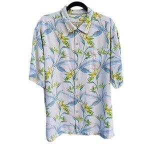 Tommy Bahama Silk Mens Tropical Bird of‎ Paradise Button-Up Shirt Original Fit L